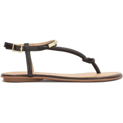 Flache Flip-Flop-Sandalen mit Metallverzierung , Damen, Größe: 35 EU - Kazar - Modalova