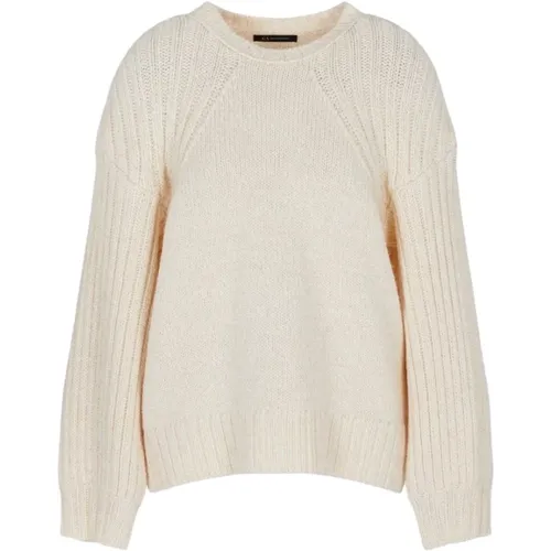 Cremefarbene Sweaters für Stilvolles Aussehen , Damen, Größe: L - Armani Exchange - Modalova