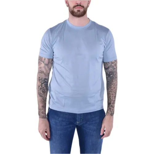 Blaues Rundhals Baumwoll T-Shirt , Herren, Größe: S - Eleventy - Modalova