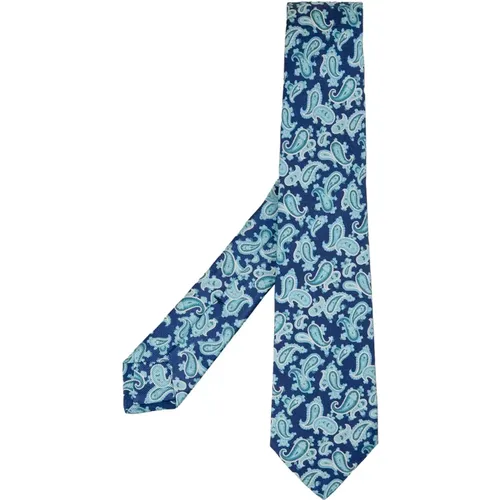 Blue Silk Tie with Cashmere-Inspired Pattern , male, Sizes: ONE SIZE - Kiton - Modalova