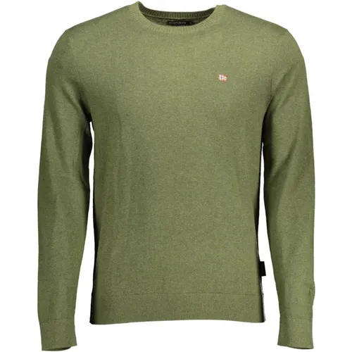 Grünes Baumwollhemd mit Besticktem Logo , Herren, Größe: 2XL - Napapijri - Modalova