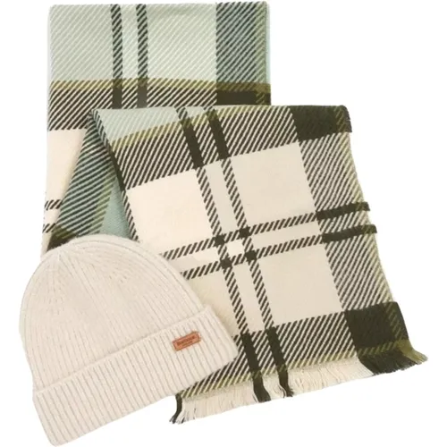 Geripptes Schal und Beanie Geschenkset - Barbour - Modalova