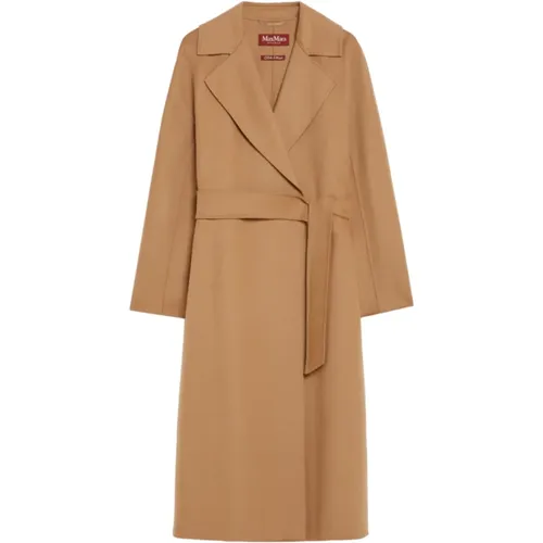 Brauner Wickelmantel mit Gürtel , Damen, Größe: 3XS - Max Mara Studio - Modalova