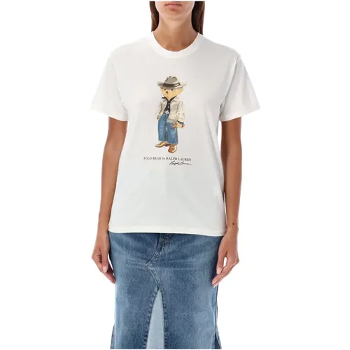 Bären Grafik T-Shirt Weiß , Damen, Größe: M - Ralph Lauren - Modalova