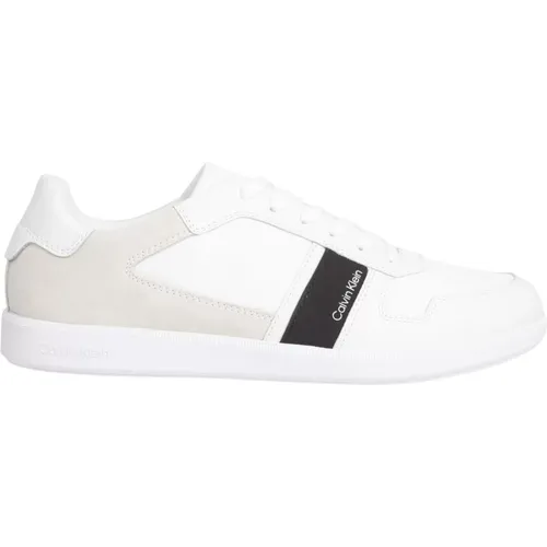 Weiße Ledersneakers , Herren, Größe: 42 EU - Calvin Klein - Modalova