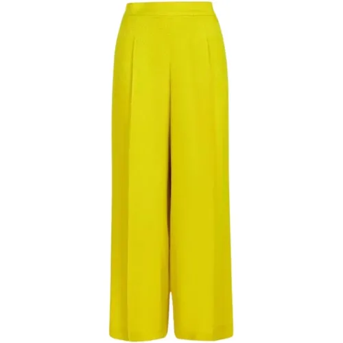 Seiden Jacquard Straight Leg Hose Gelb , Damen, Größe: L - Carolina Herrera - Modalova