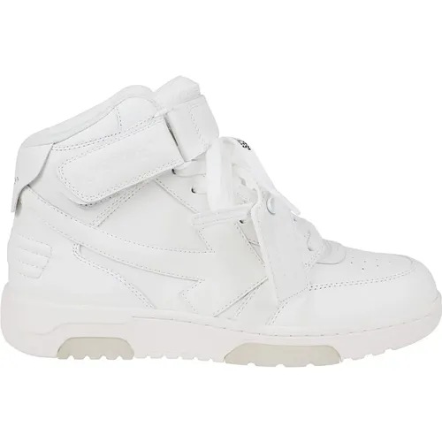 Off , Mid Top Leather Sneakers , female, Sizes: 6 UK - Off White - Modalova