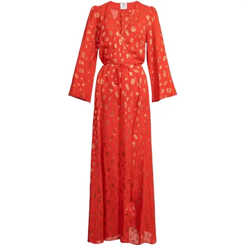 Long Sleeve Dress with Golden Print , female, Sizes: S, M - Forte Forte - Modalova