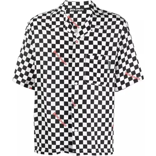 Checkered pattern short sleeve shirt , male, Sizes: L - Palm Angels - Modalova