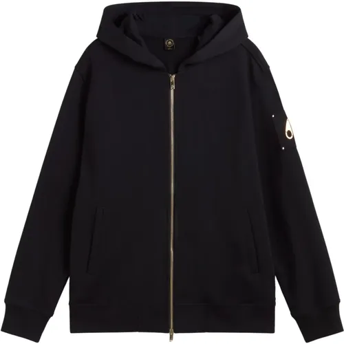 Luxuriöser Full-Zip Hoodie mit Gold Details , Herren, Größe: M - Moose Knuckles - Modalova