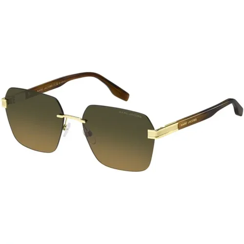 Braune Horn-Sonnenbrille mit grün getönten braunen Gläsern , Damen, Größe: 61 MM - Marc Jacobs - Modalova
