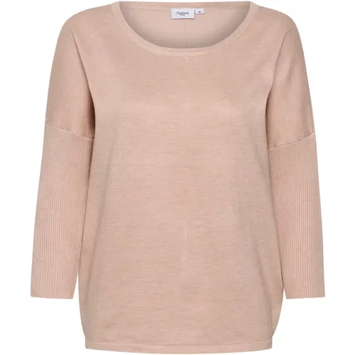 Ash Rose Melange Pullover mit ¾ Ärmeln , Damen, Größe: L - Saint Tropez - Modalova