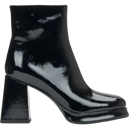 Women's Platform Ankle Boots made of Patent Leather with a Stable Heel Er00115881 , female, Sizes: 3 UK, 4 UK, 6 UK, 5 UK, 7 UK - Estro - Modalova