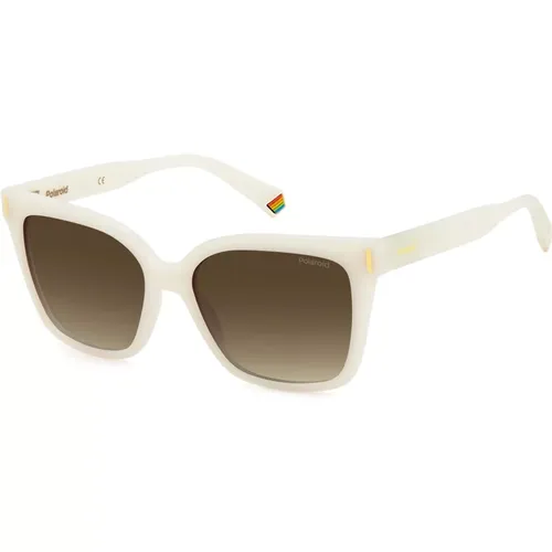 White/Brown Shaded Sunglasses , female, Sizes: 54 MM - Polaroid - Modalova