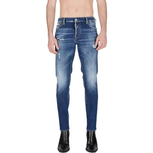 Stretch-Baumwoll-Jeans mit Logo und regulärer Taille , Herren, Größe: M - Dsquared2 - Modalova