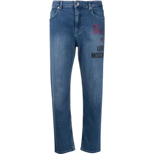 Blaue Straight Denim Jeans - Love Moschino - Modalova