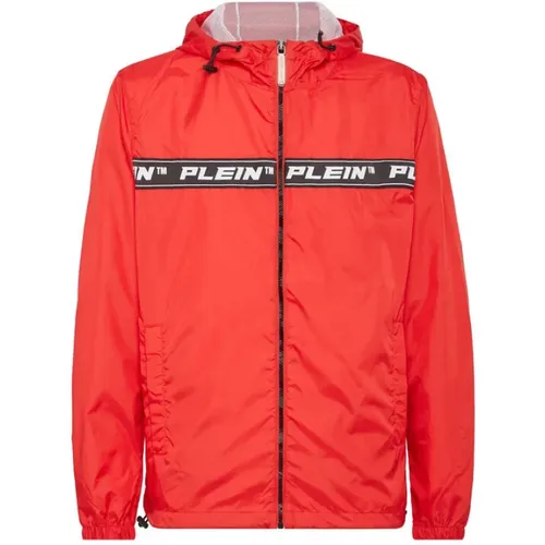 Nylon Windbreaker Kapuzenjacke , Herren, Größe: S - Philipp Plein - Modalova