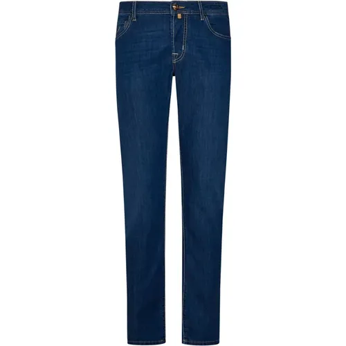 Slim Fit Blaue Jeans mit Besticktem Logo , Herren, Größe: W29 - Jacob Cohën - Modalova
