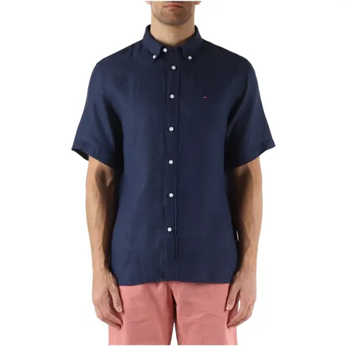 Linen Regular Fit Short Sleeve Shirt , male, Sizes: S, 2XL, M, L, XL - Tommy Hilfiger - Modalova