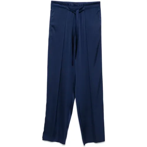 Blaue Satinhose mit Elastischem Bund - Emporio Armani - Modalova