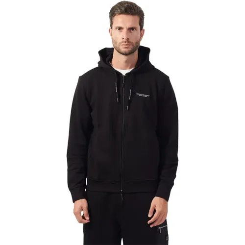 Schwarzer Hoodie mit durchgehendem Reißverschluss - Armani Exchange - Modalova