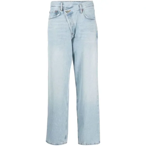 Hellblaue Zerrissene Jeans , Damen, Größe: W26 - Agolde - Modalova