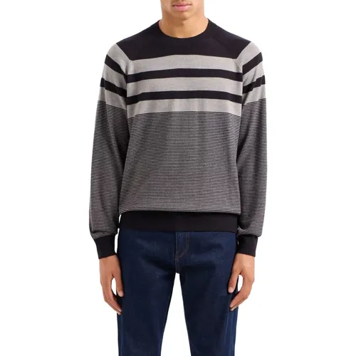 Navy Driftwood Wolle Acryl Pullover , Herren, Größe: L - Armani Exchange - Modalova