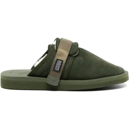 Olive Leder Mules Sandalen , Damen, Größe: 37 EU - Suicoke - Modalova