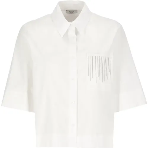 Weißes Baumwollhemd mit Kragen - PESERICO - Modalova