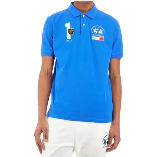 Baumwoll Piqué Polo Shirt Blau , Herren, Größe: L - LA MARTINA - Modalova