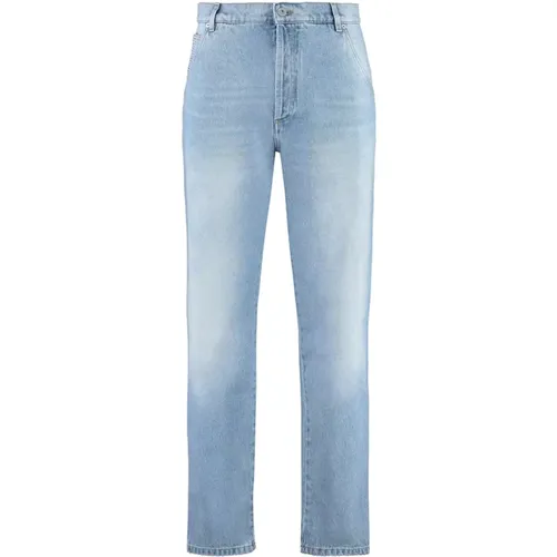 Blaue Cropped Gerades Jeans , Herren, Größe: W31 - Balmain - Modalova