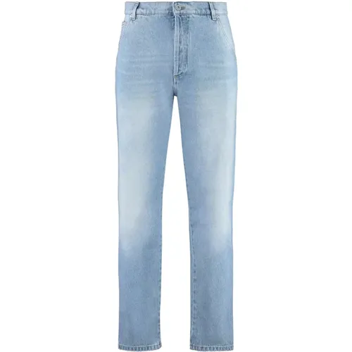 Blaue Cropped Straight Jeans - Balmain - Modalova