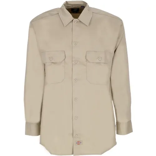 Khaki Work Shirt with Long Sleeves , male, Sizes: S, XL, M, L - Dickies - Modalova