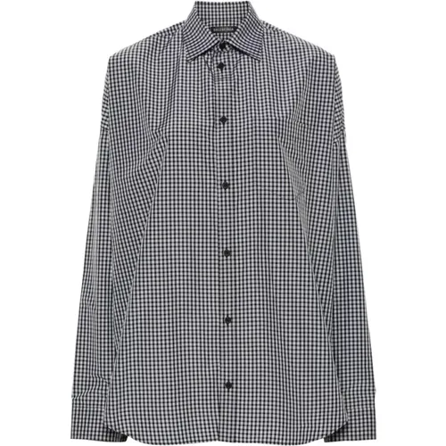 Check Pattern Wingtip Collar Shirt , female, Sizes: S, XS, 2XS - Balenciaga - Modalova