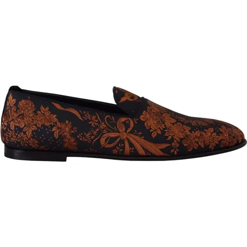 Blau Rost Blumen Loafers Schuhe , Herren, Größe: 44 EU - Dolce & Gabbana - Modalova