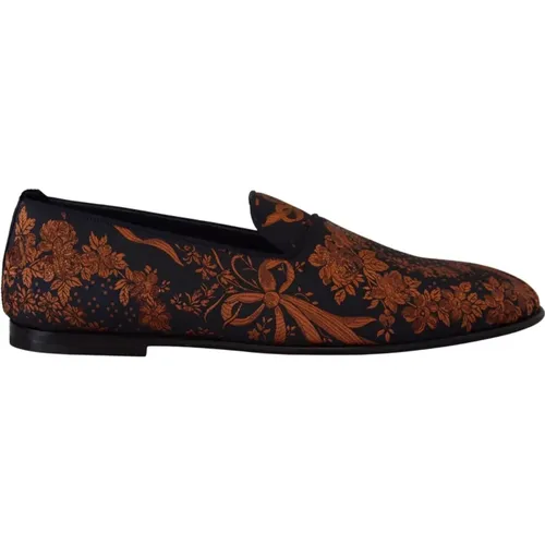 Blau Rost Blumen Loafers Schuhe - Dolce & Gabbana - Modalova