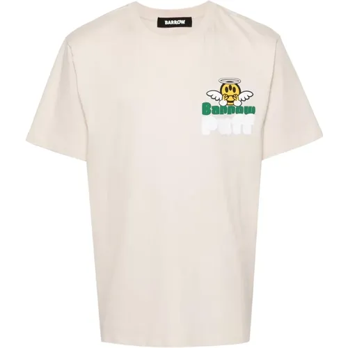 Grafikdruck Kurzarm-Tops, Baumwoll-T-Shirt mit Logo-Print,T-Shirt mit Logo-Print aus Baumwolle - Barrow - Modalova
