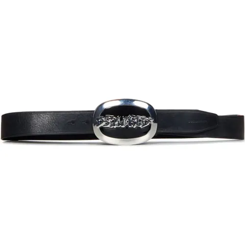 Leather Belts with Enamelled Buckle , male, Sizes: 85 CM, 90 CM - Dsquared2 - Modalova