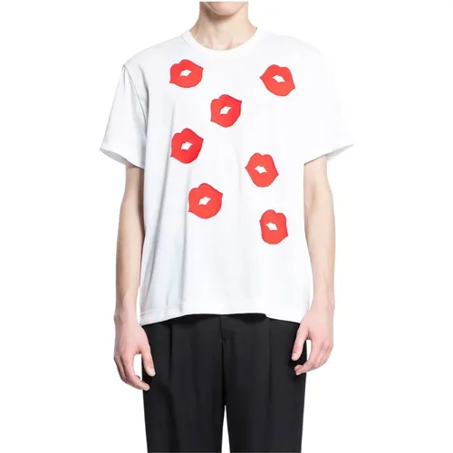 Weißes T-Shirt mit Grafikdruck , Herren, Größe: M - Comme des Garçons - Modalova