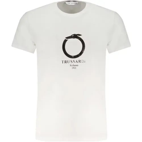 Baumwoll-T-Shirt mit Druck-Logo , Herren, Größe: M - Trussardi - Modalova