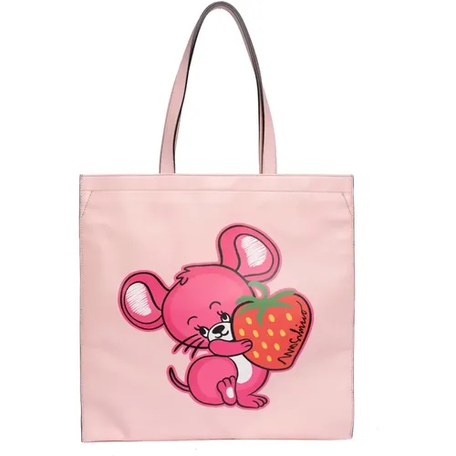 Strawberry Mouse Tote Bag , female, Sizes: ONE SIZE - Moschino - Modalova