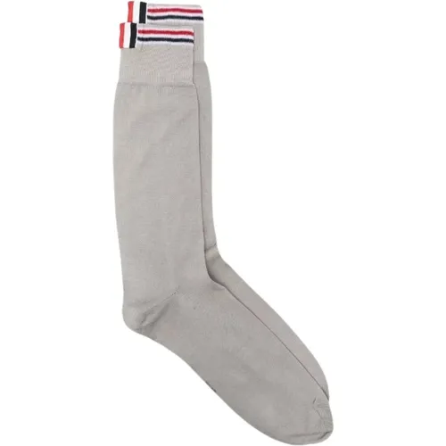 Jersey Stitch Mid Calf Socks Light Grey , male, Sizes: ONE SIZE - Thom Browne - Modalova