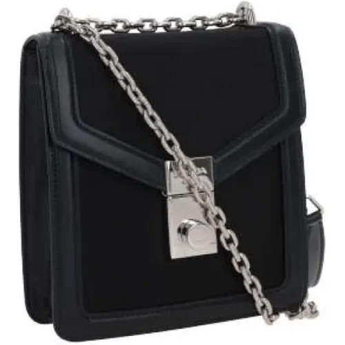 Nylon Shoulder Bag with Leather Trim and Chain Strap , female, Sizes: ONE SIZE - Prada - Modalova