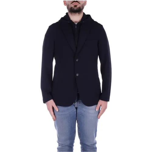 Hooded Jacket Zipper Buttons Pockets , male, Sizes: L, M - Emporio Armani - Modalova