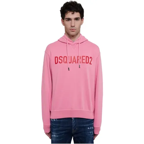 Baumwoll-Sweatshirt mit Kapuze und Logo , Herren, Größe: L - Dsquared2 - Modalova