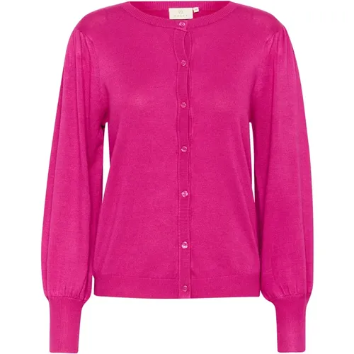 Festival Fuchsia Cardigan with Puff Sleeves , female, Sizes: 2XL, XS, L, M, S, XL - Kaffe - Modalova