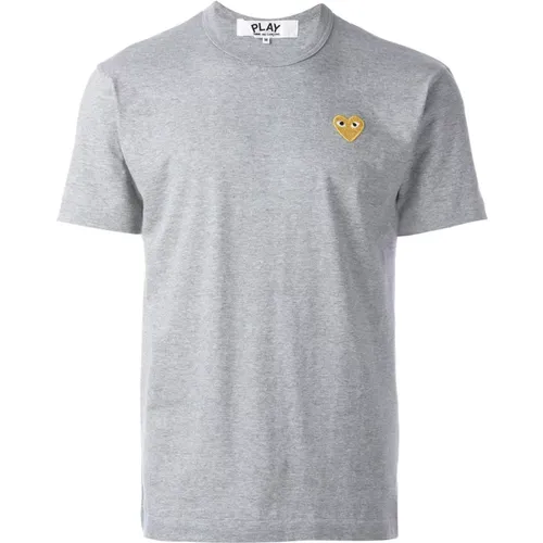 Graues T-Shirt mit Goldenem Herz , Herren, Größe: XL - Comme des Garçons Play - Modalova