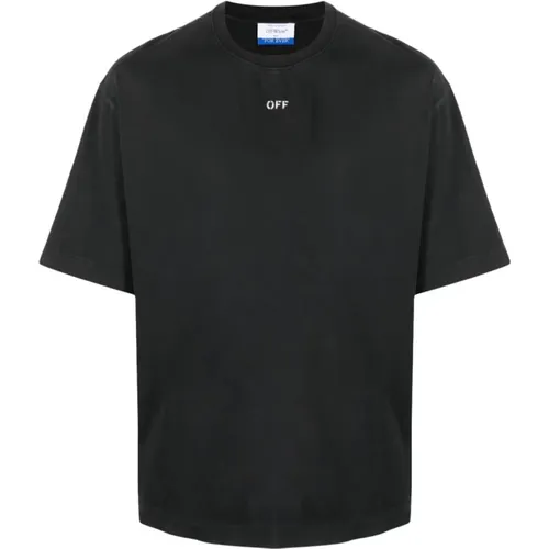 Schwarzes Logo Baumwoll T-Shirt , Herren, Größe: M - Off White - Modalova