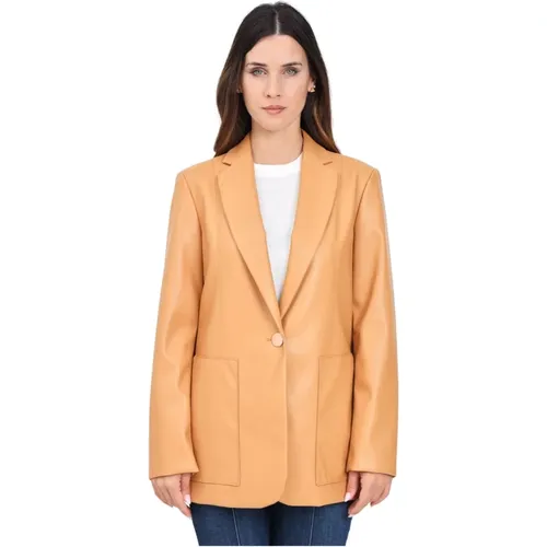 Orangefarbene Eco-Lederjacke , Damen, Größe: XS - Armani Exchange - Modalova