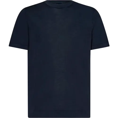 Blaues Rundhals-T-Shirt , Herren, Größe: 2XL - Drumohr - Modalova